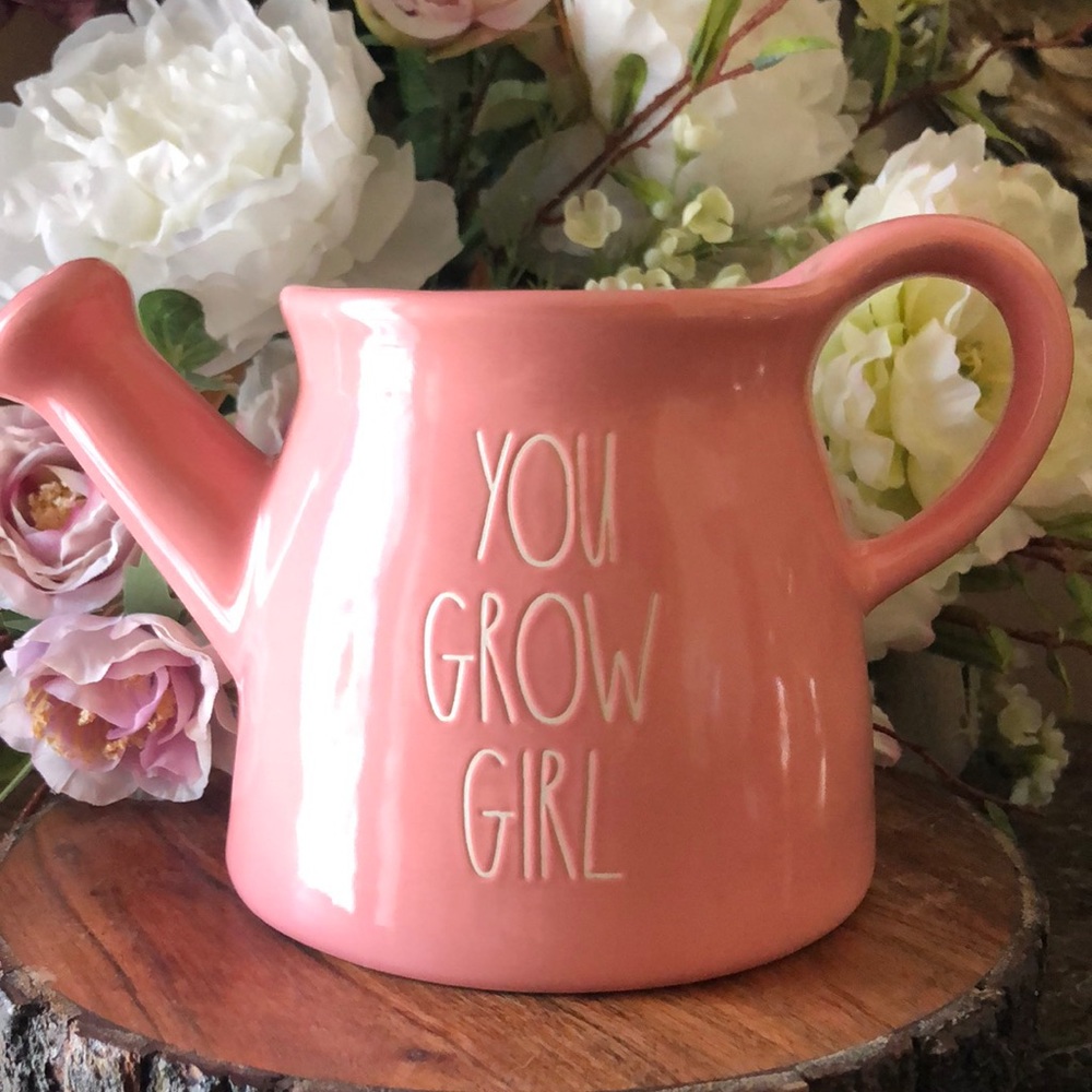 NWT Rae Dunn YOU GROW GIRL Ceramic Watering Can